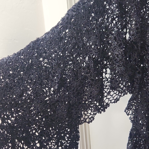 Boston Proper Black Crochet Lace Top M/L - Picture 3 of 8